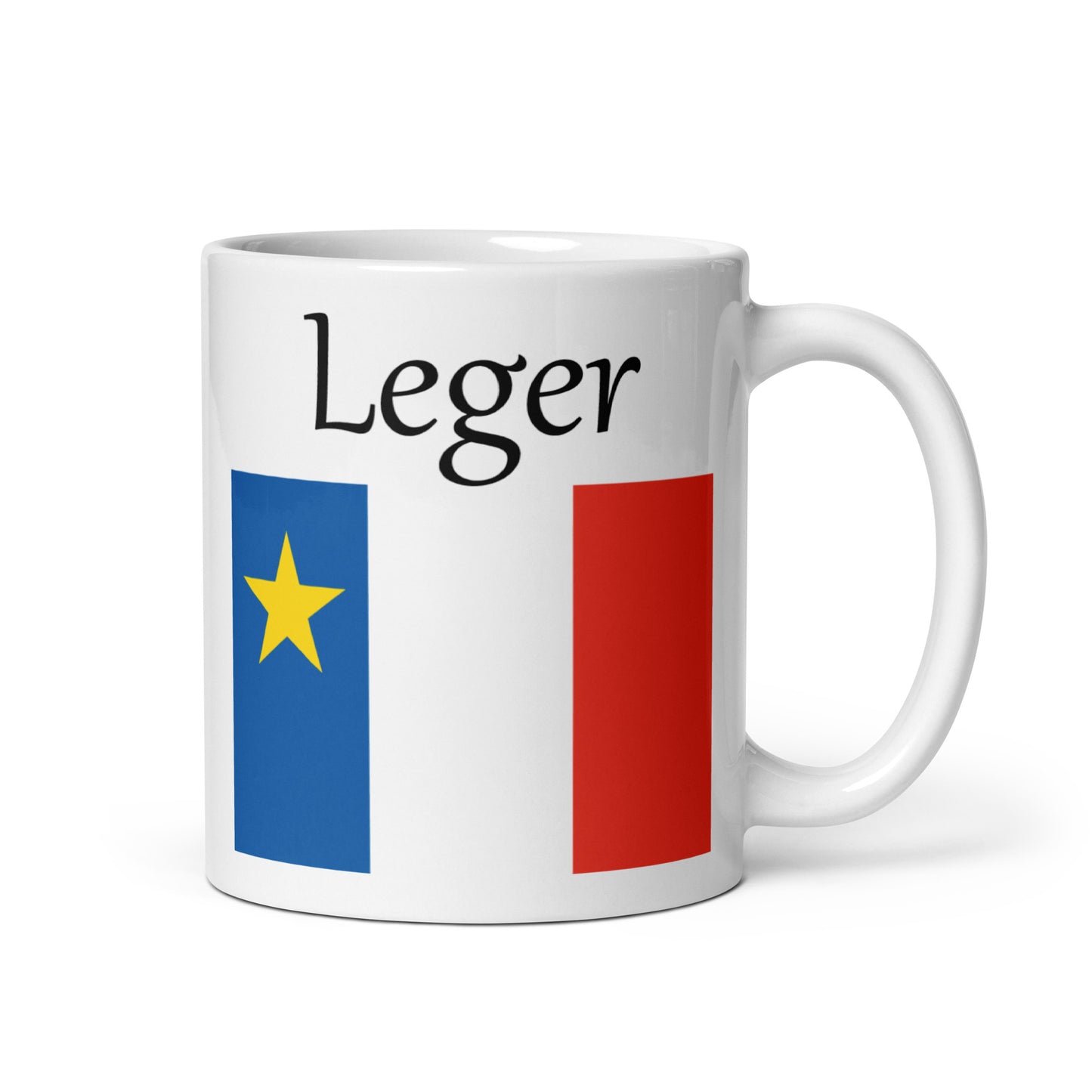 Regular 11oz Mug with Acadian Flag and Last Name (L-Z)