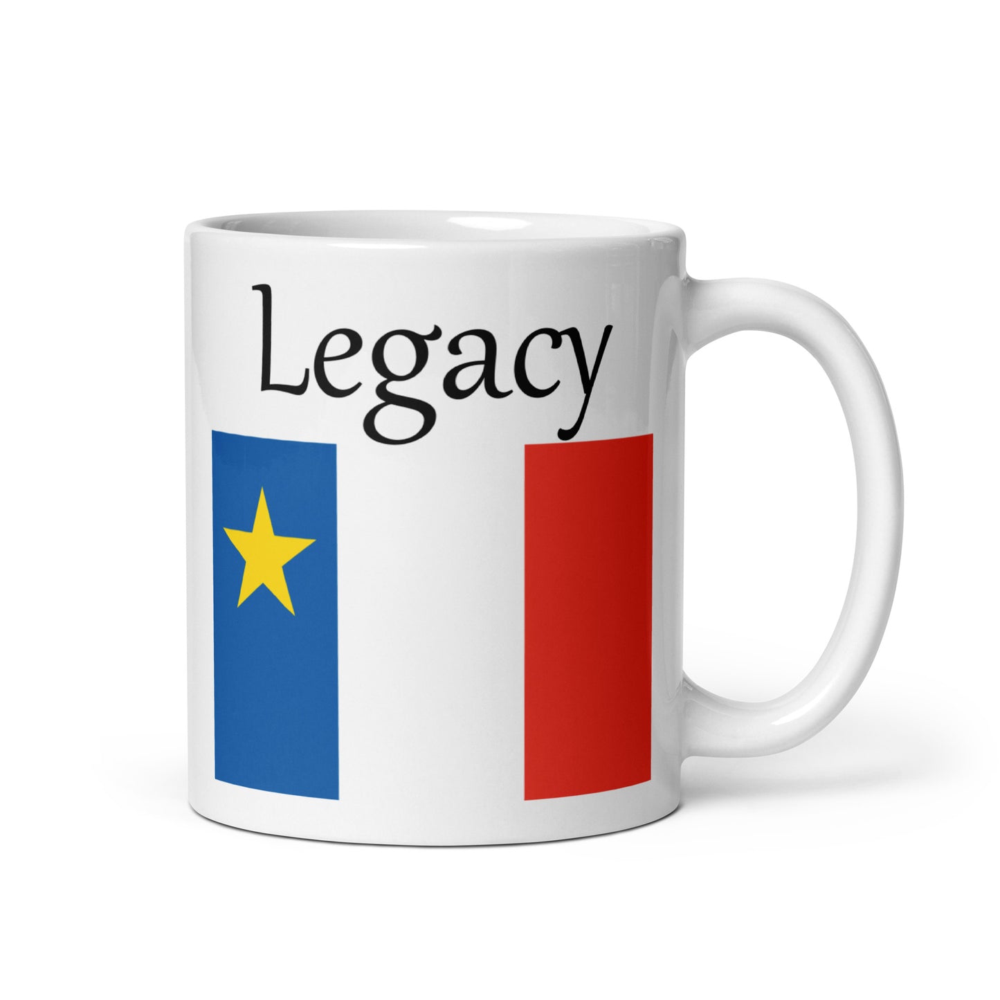 Regular 11oz Mug with Acadian Flag and Last Name (L-Z)