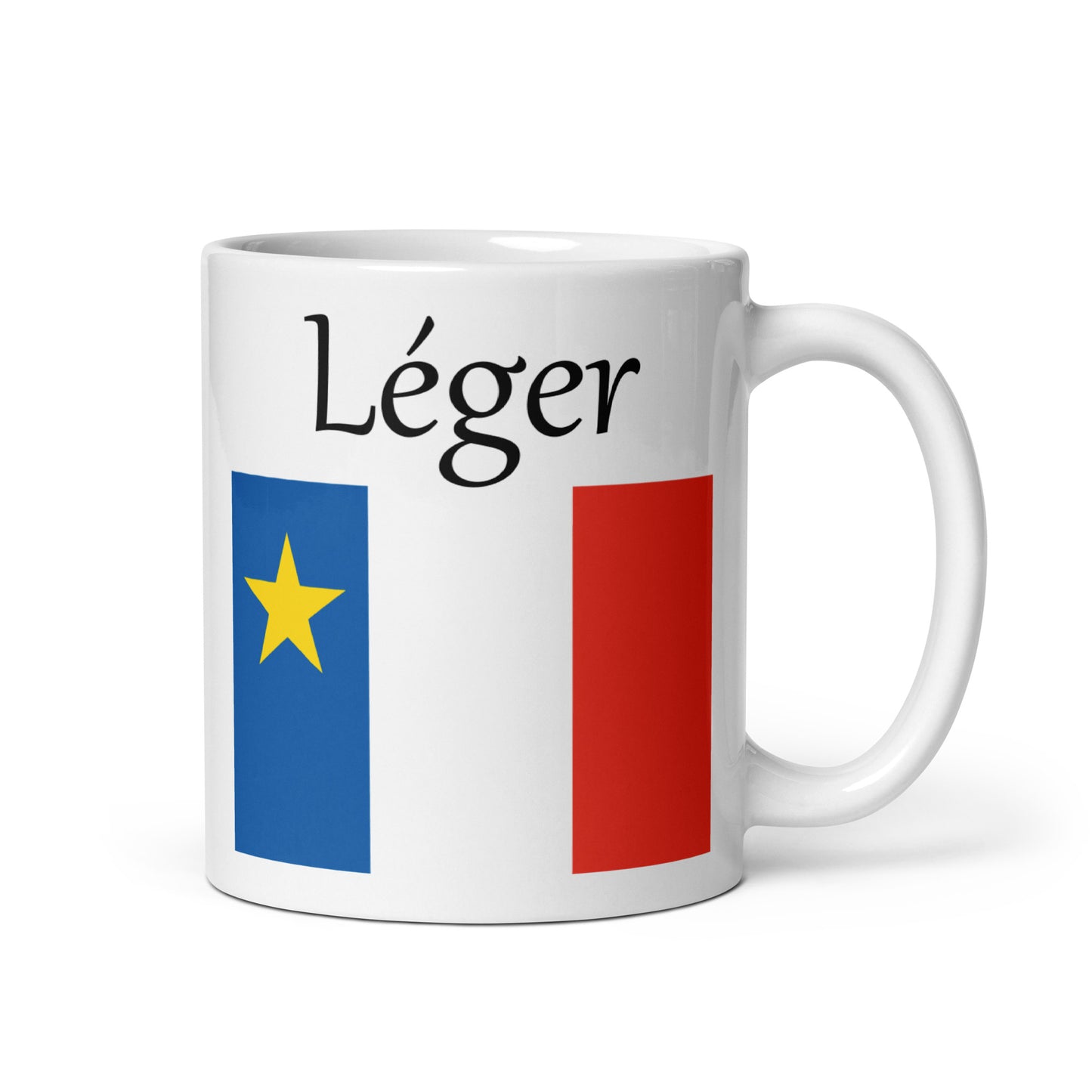 Regular 11oz Mug with Acadian Flag and Last Name (L-Z)