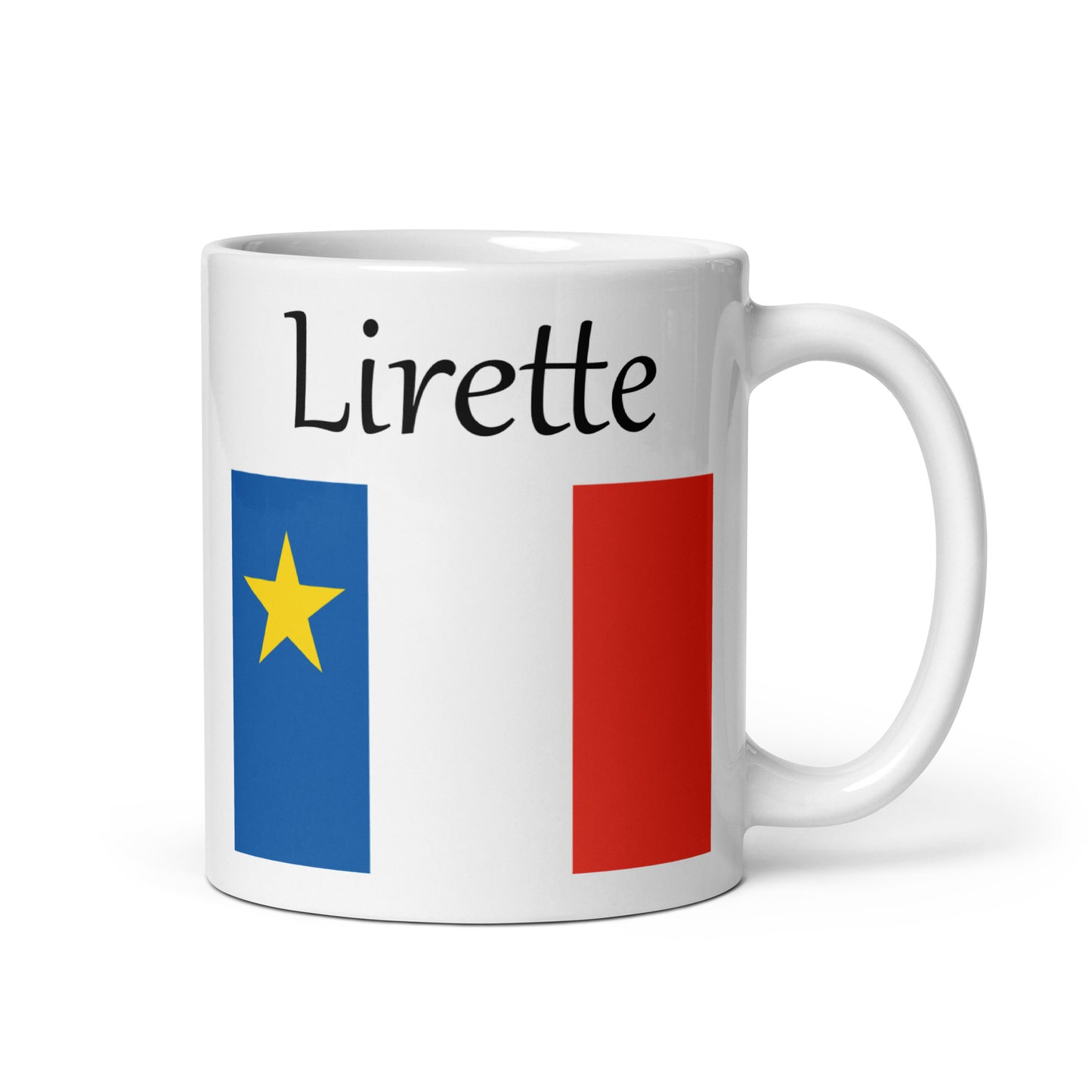 Regular 11oz Mug with Acadian Flag and Last Name (L-Z)