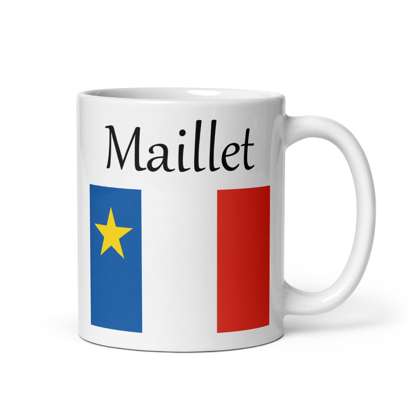 Regular 11oz Mug with Acadian Flag and Last Name (L-Z)