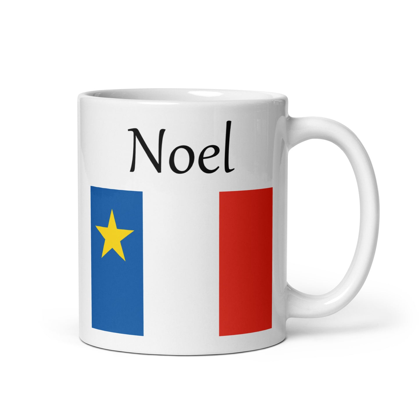 Regular 11oz Mug with Acadian Flag and Last Name (L-Z)