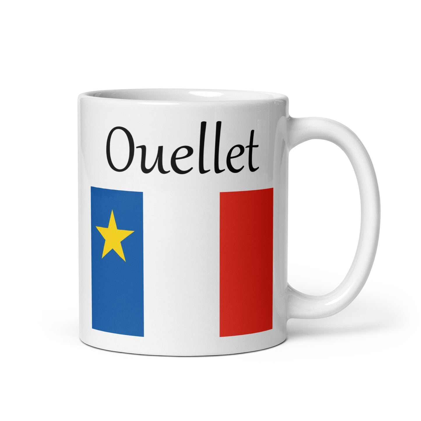 Regular 11oz Mug with Acadian Flag and Last Name (L-Z)