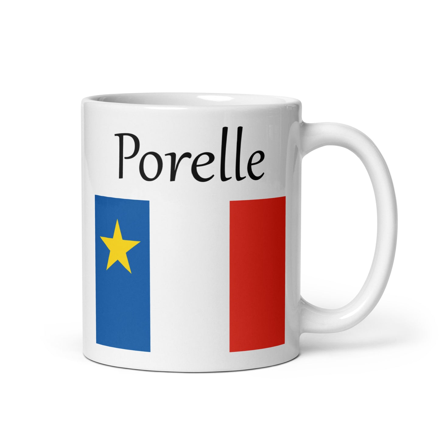 Regular 11oz Mug with Acadian Flag and Last Name (L-Z)
