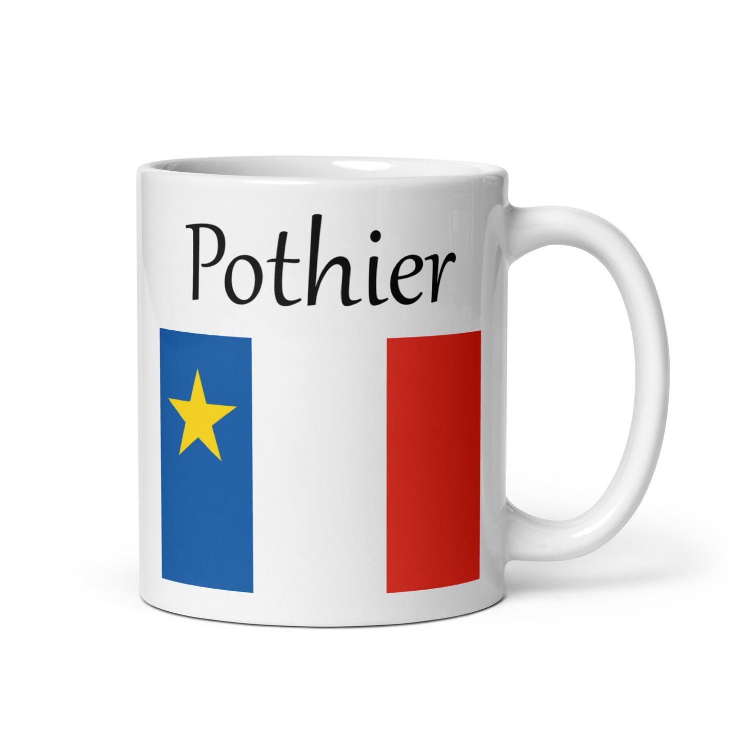 Regular 11oz Mug with Acadian Flag and Last Name (L-Z)