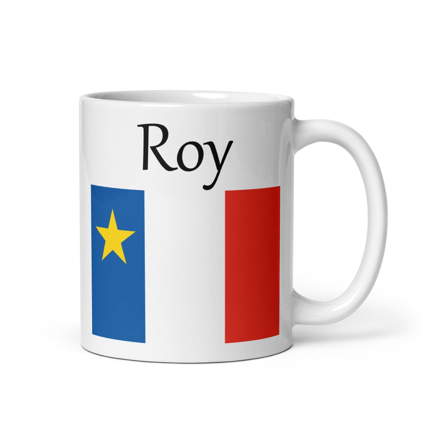 Regular 11oz Mug with Acadian Flag and Last Name (L-Z)