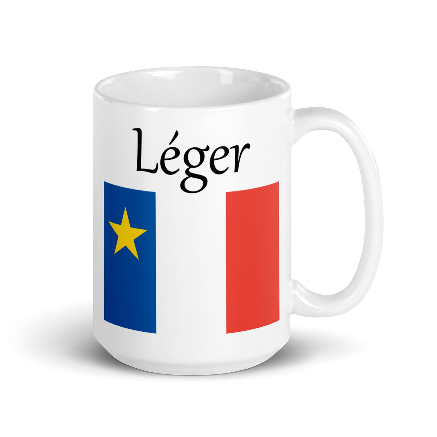 Large 15oz Mug with Acadian Flag and Last Name (L-Z)