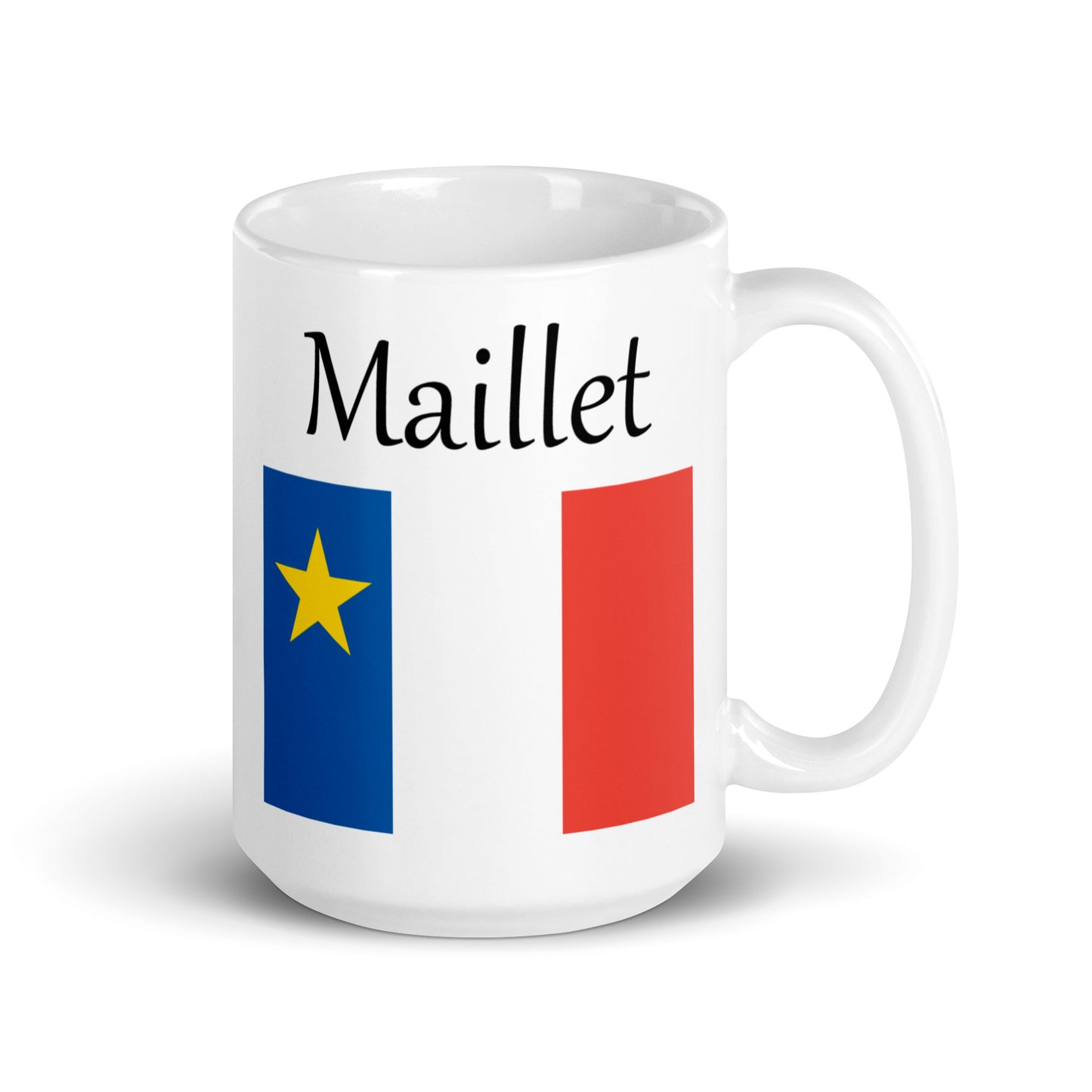 Large 15oz Mug with Acadian Flag and Last Name (L-Z)