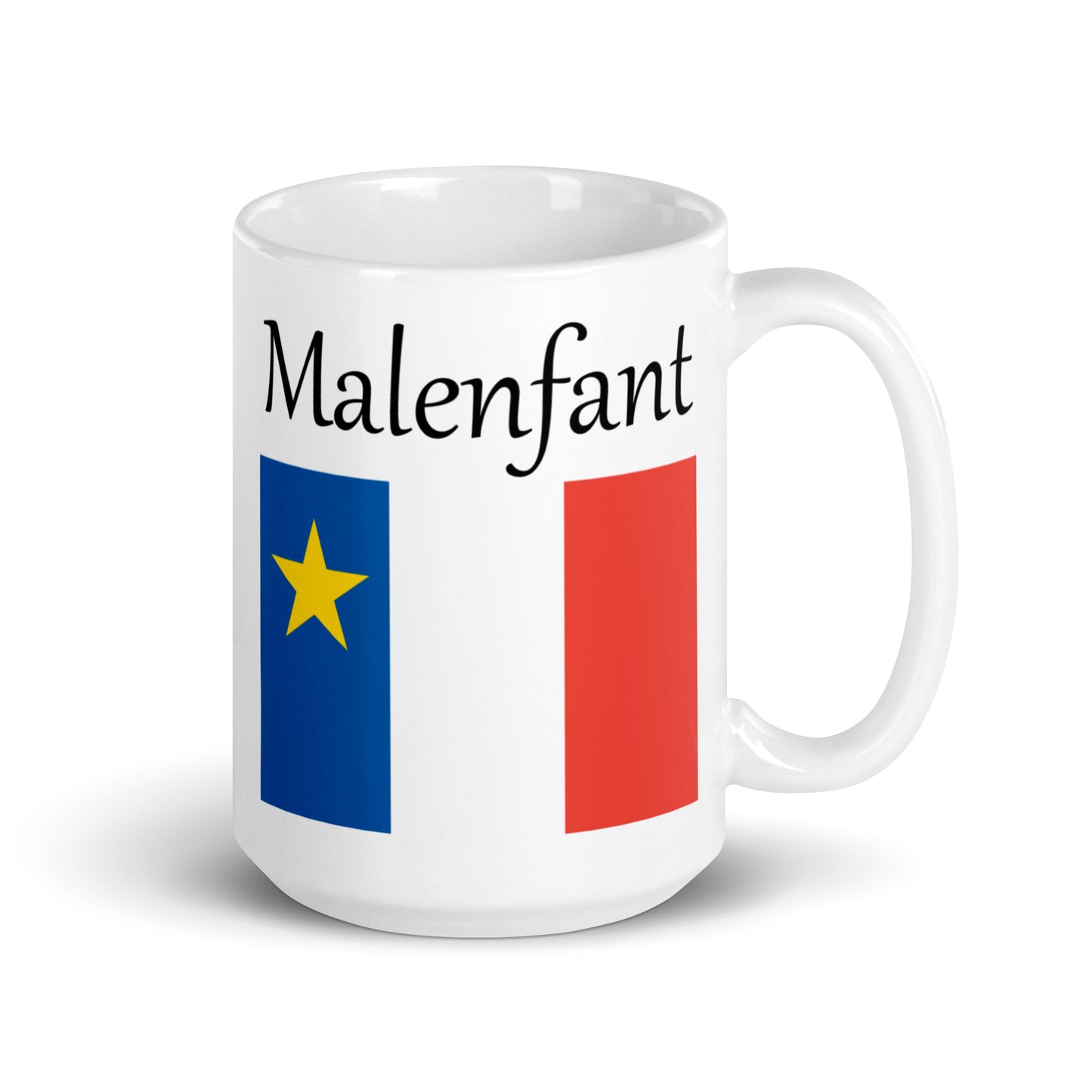 Large 15oz Mug with Acadian Flag and Last Name (L-Z)