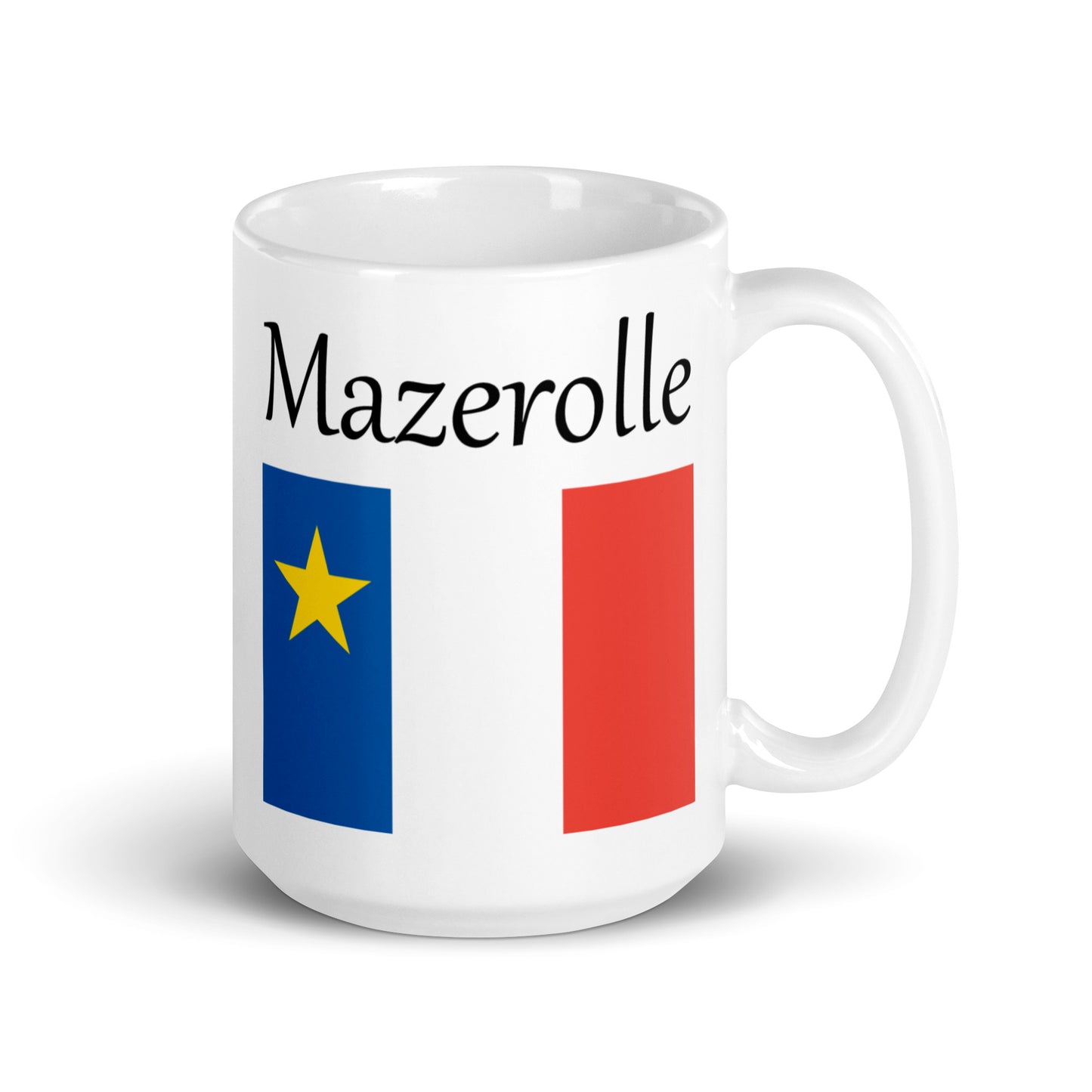Large 15oz Mug with Acadian Flag and Last Name (L-Z)