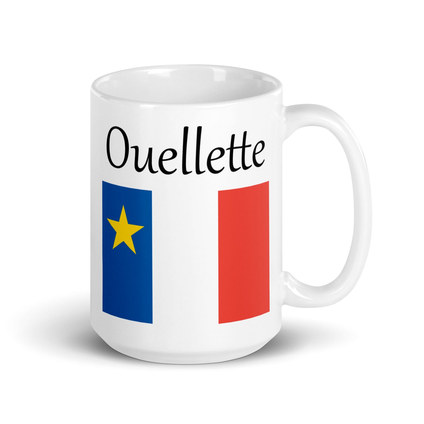 Large 15oz Mug with Acadian Flag and Last Name (L-Z)