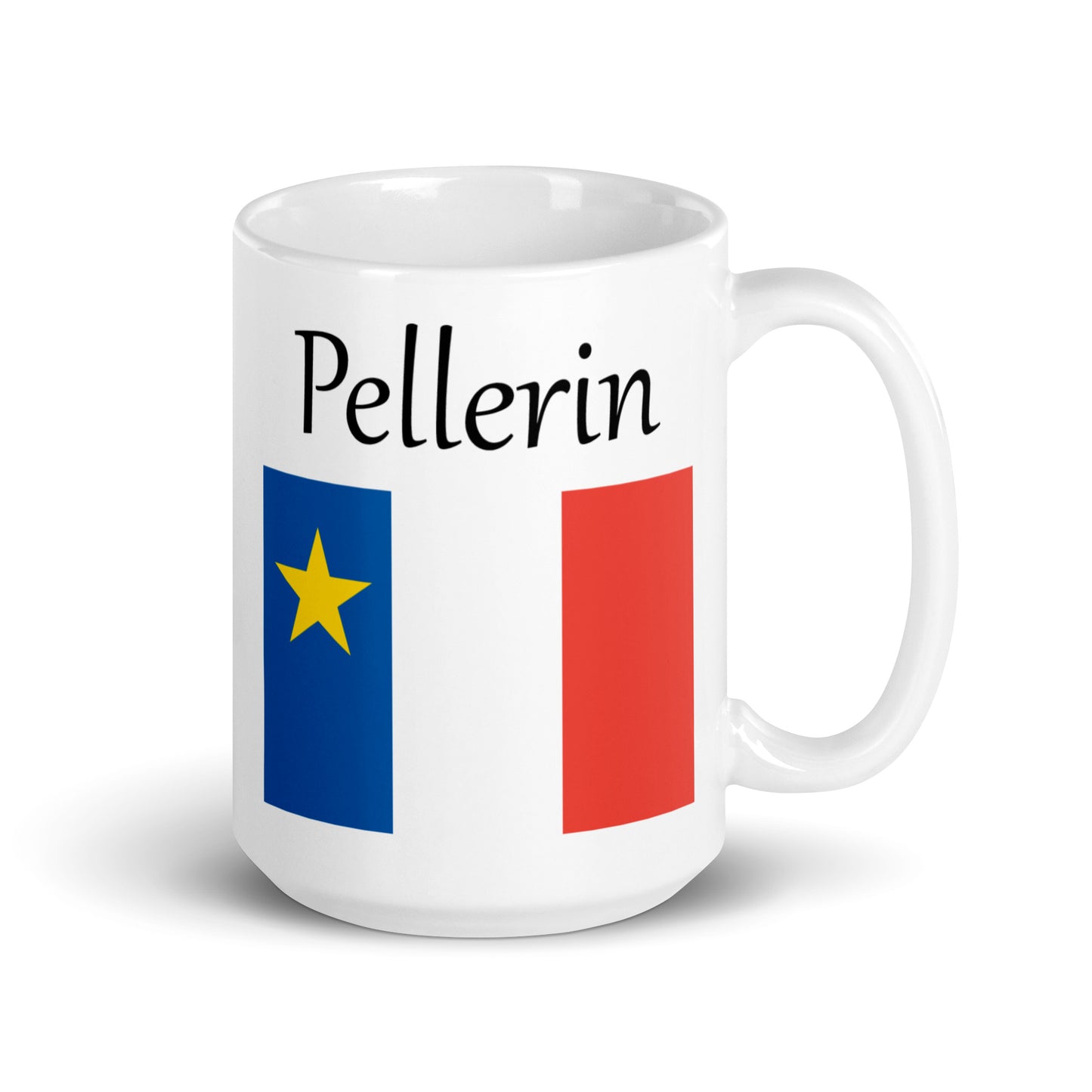 Large 15oz Mug with Acadian Flag and Last Name (L-Z)