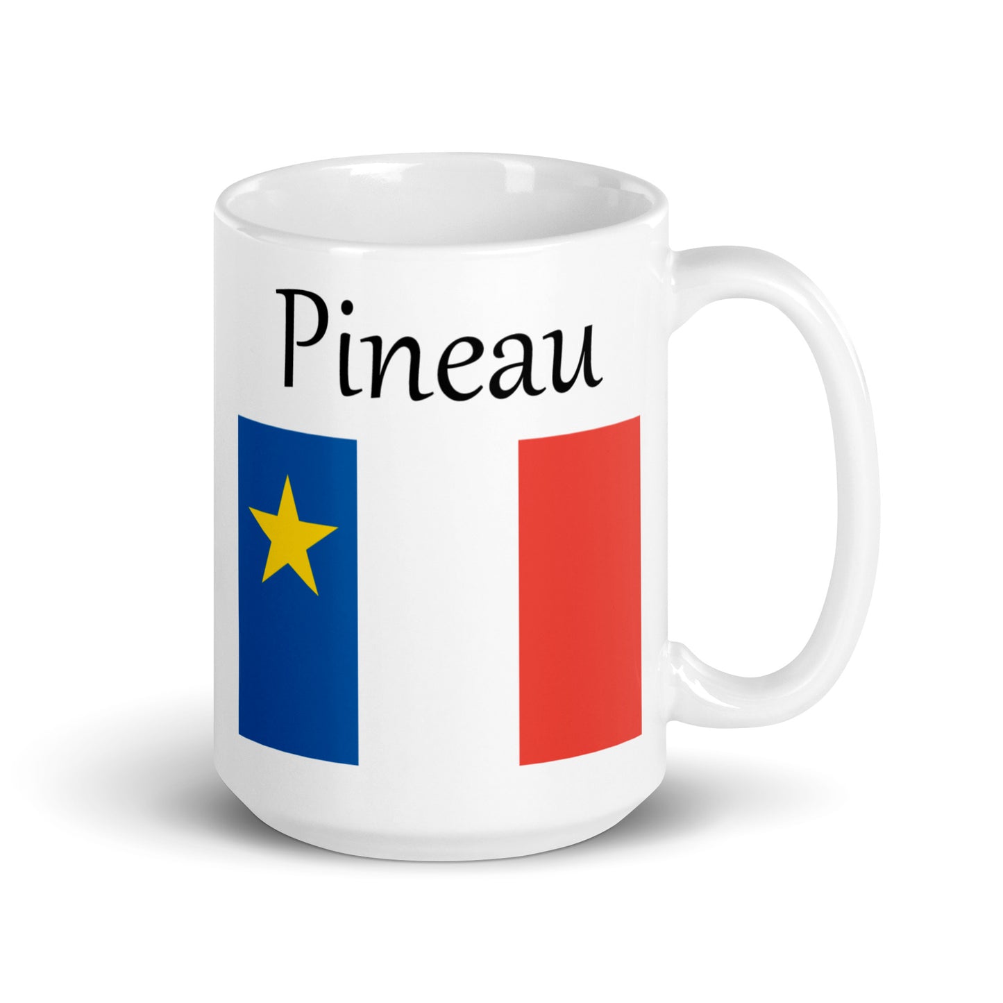 Large 15oz Mug with Acadian Flag and Last Name (L-Z)