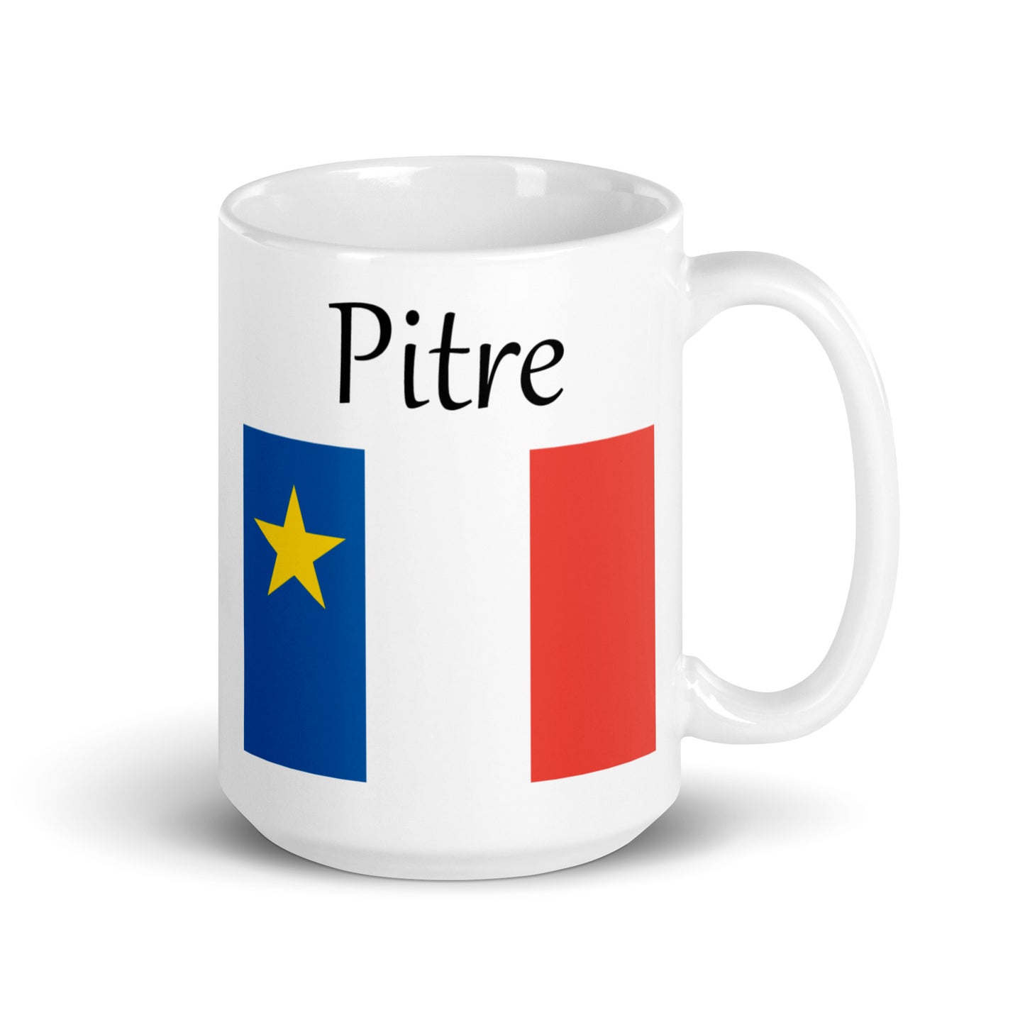 Large 15oz Mug with Acadian Flag and Last Name (L-Z)