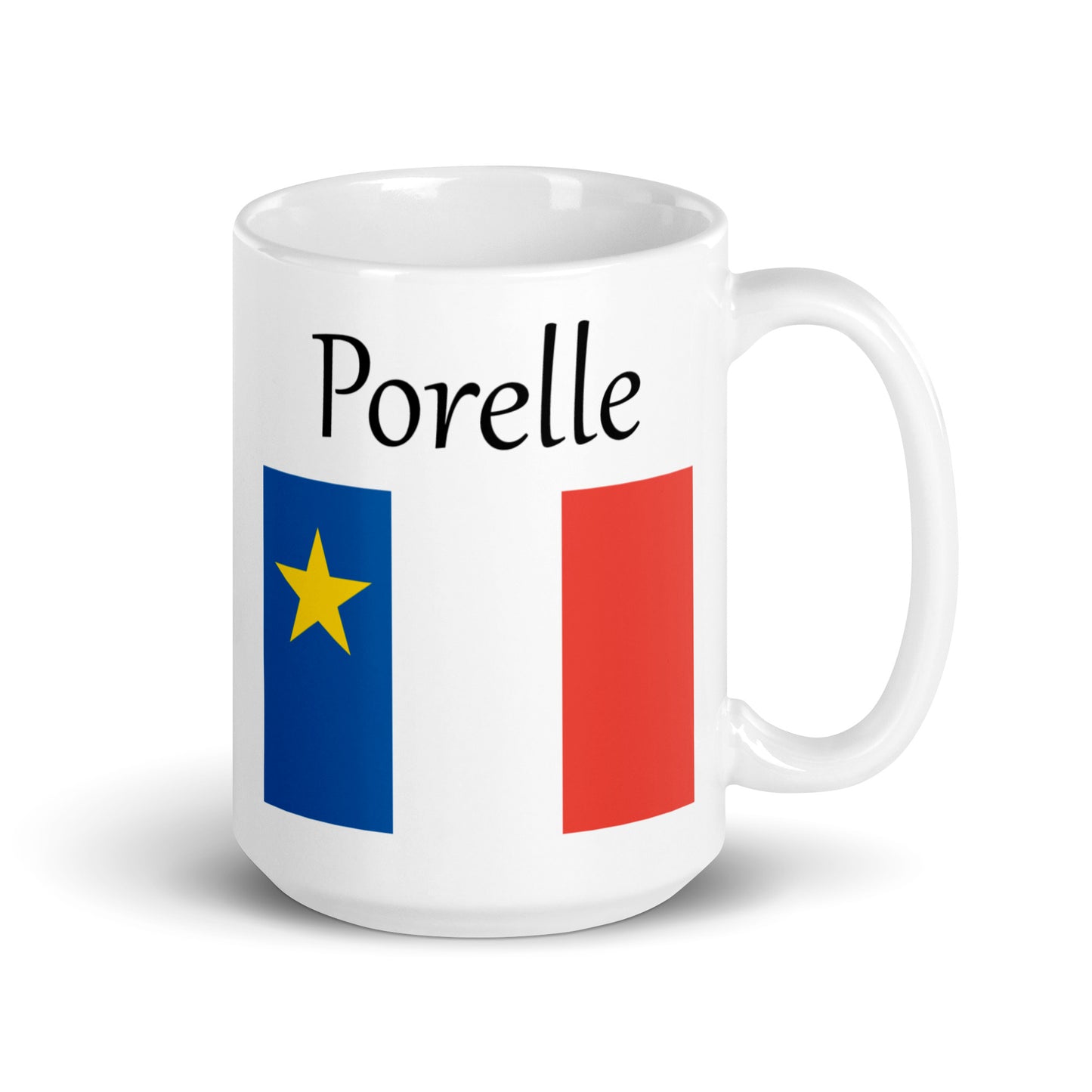 Large 15oz Mug with Acadian Flag and Last Name (L-Z)