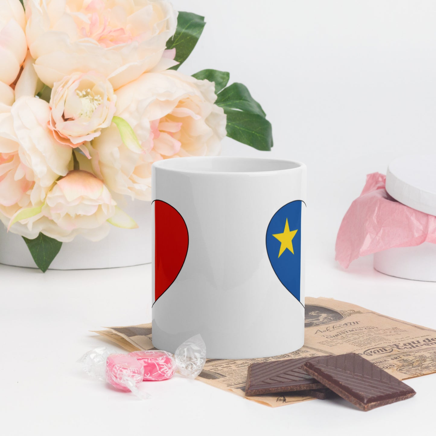 Heart Shaped Acadian Flag Mug