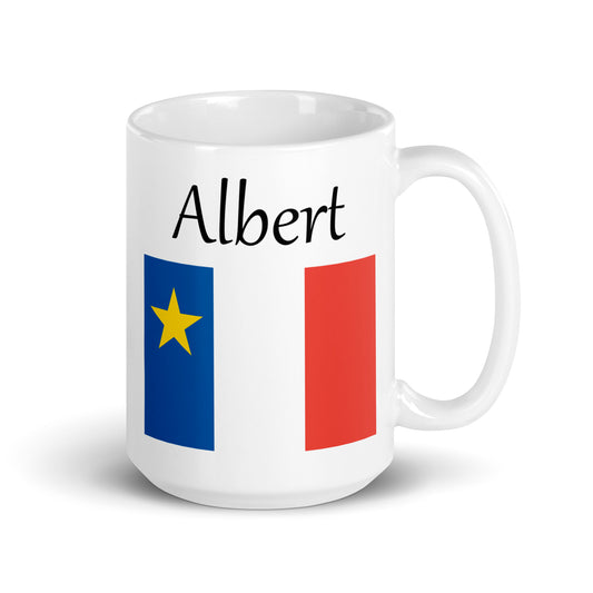Large 15oz Mug with Acadian Flag and Last Name (A-K)
