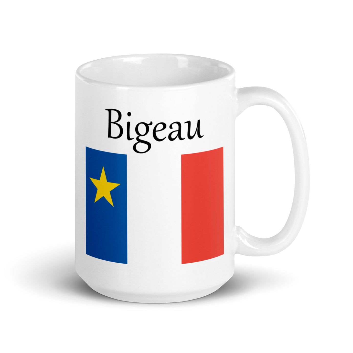 Large 15oz Mug with Acadian Flag and Last Name (A-K)