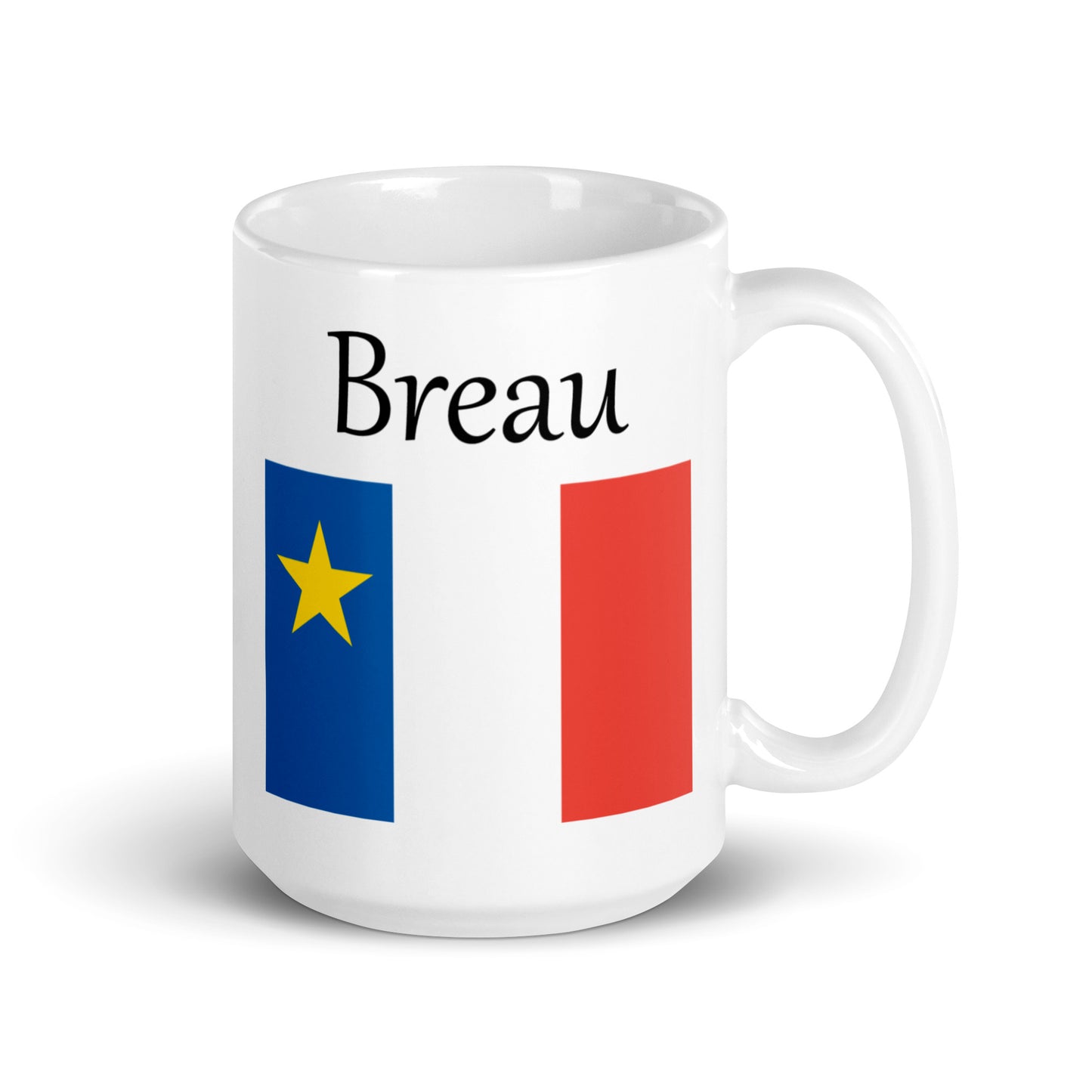Large 15oz Mug with Acadian Flag and Last Name (A-K)