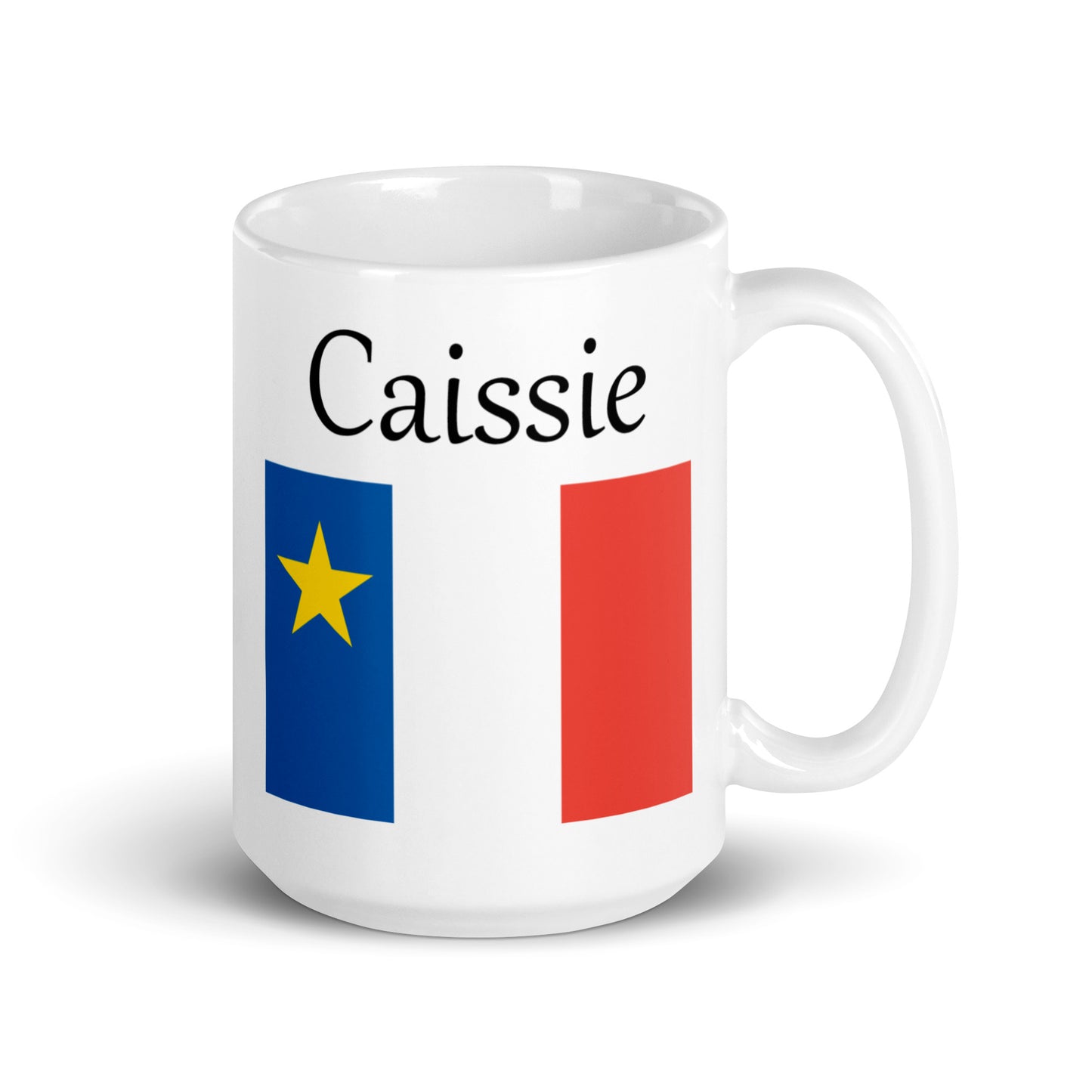 Large 15oz Mug with Acadian Flag and Last Name (A-K)