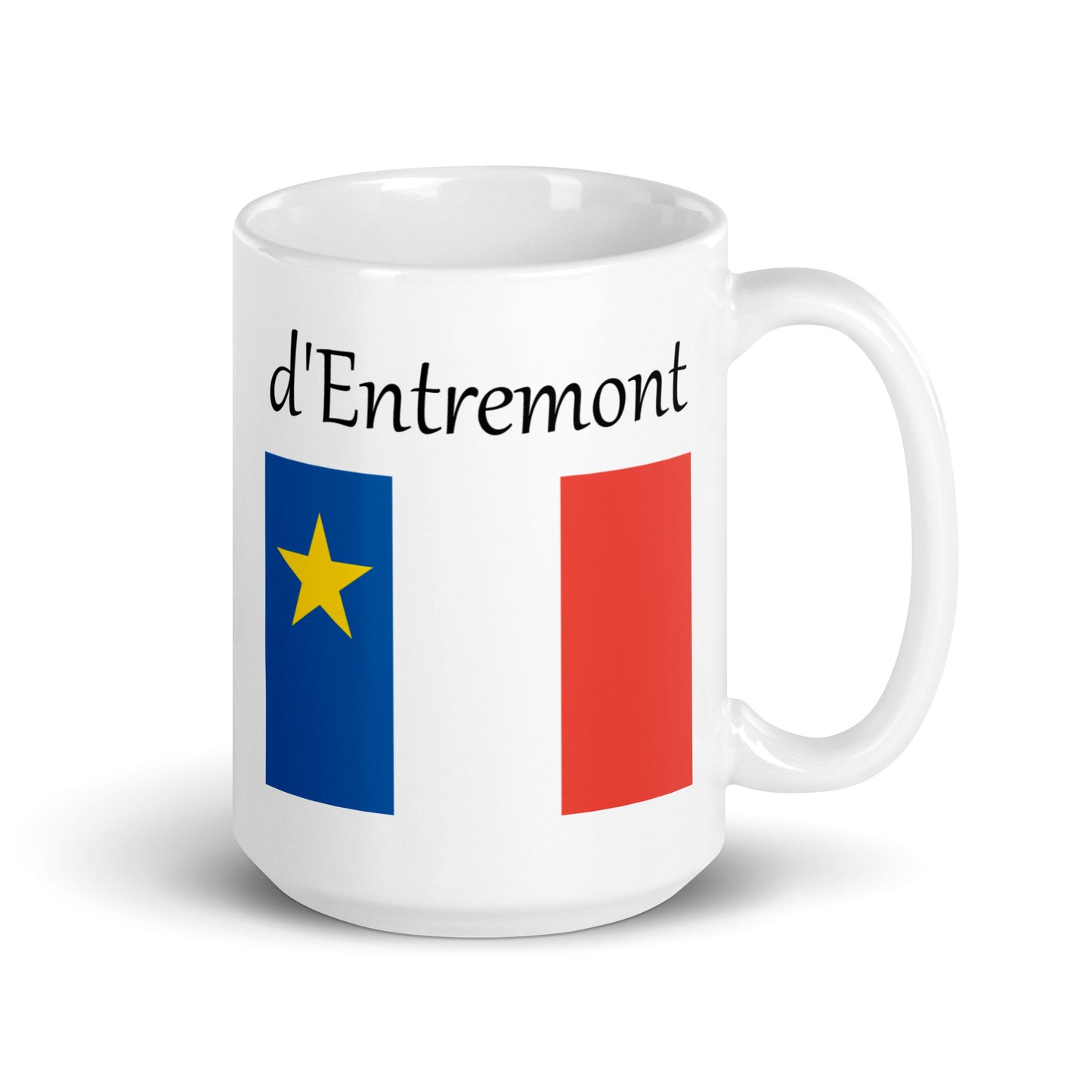 Large 15oz Mug with Acadian Flag and Last Name (A-K)