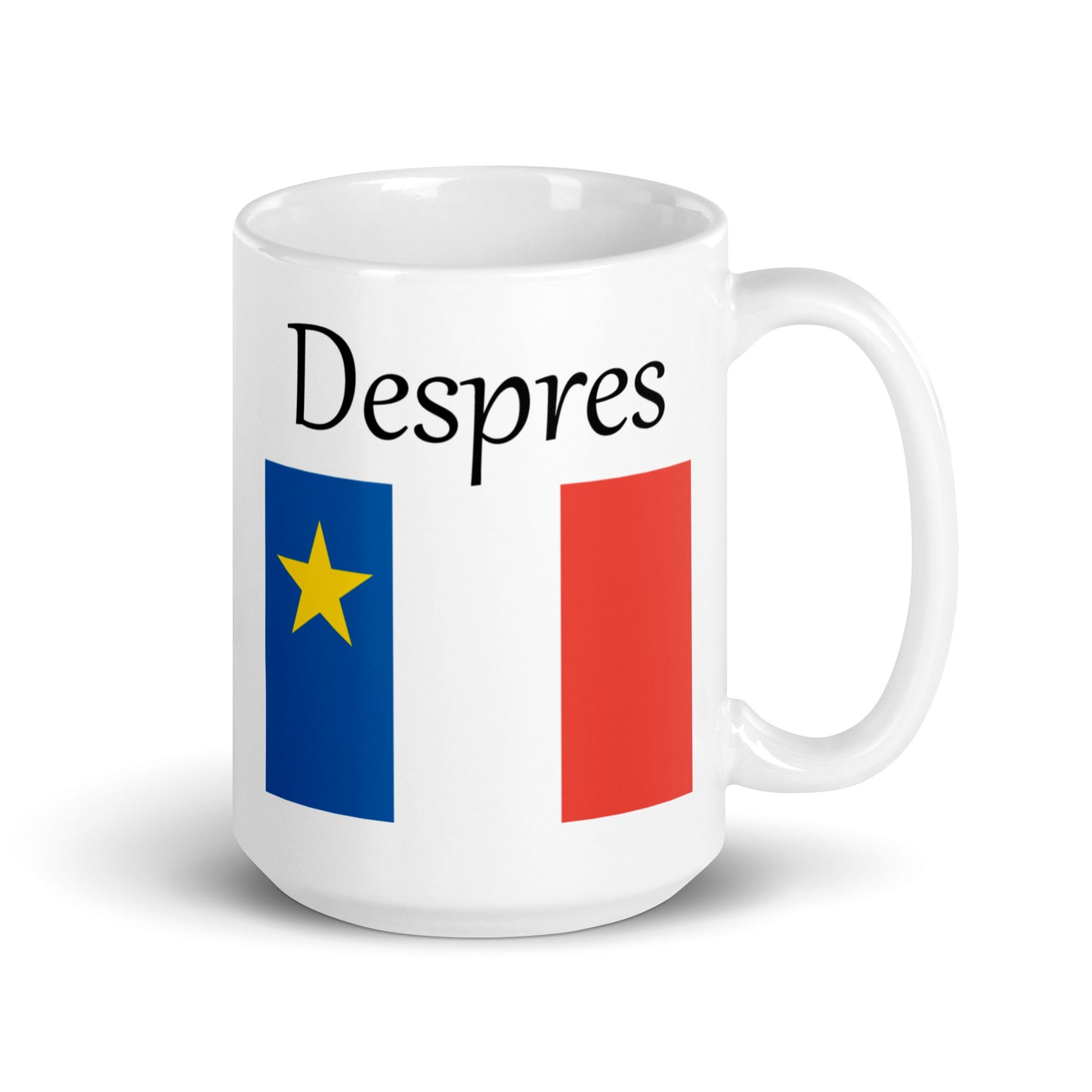 Large 15oz Mug with Acadian Flag and Last Name (A-K)