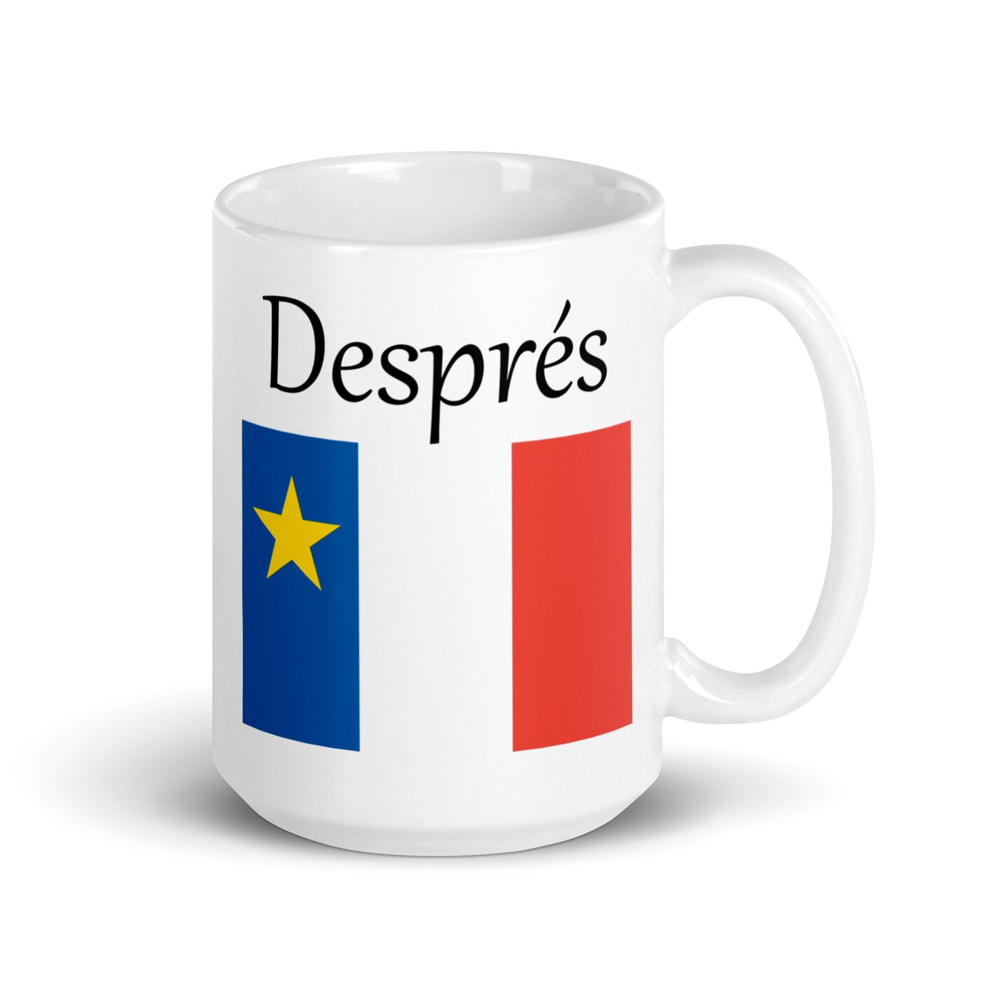 Large 15oz Mug with Acadian Flag and Last Name (A-K)