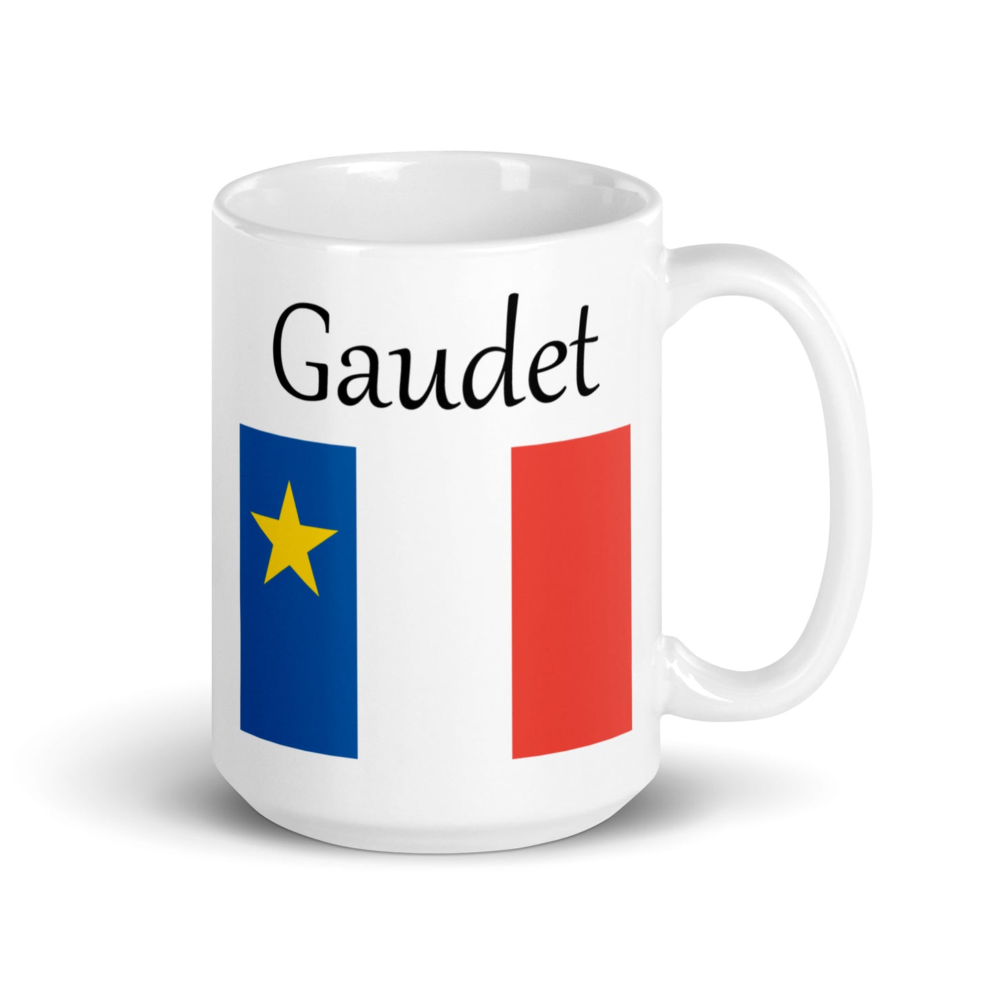 Large 15oz Mug with Acadian Flag and Last Name (A-K)