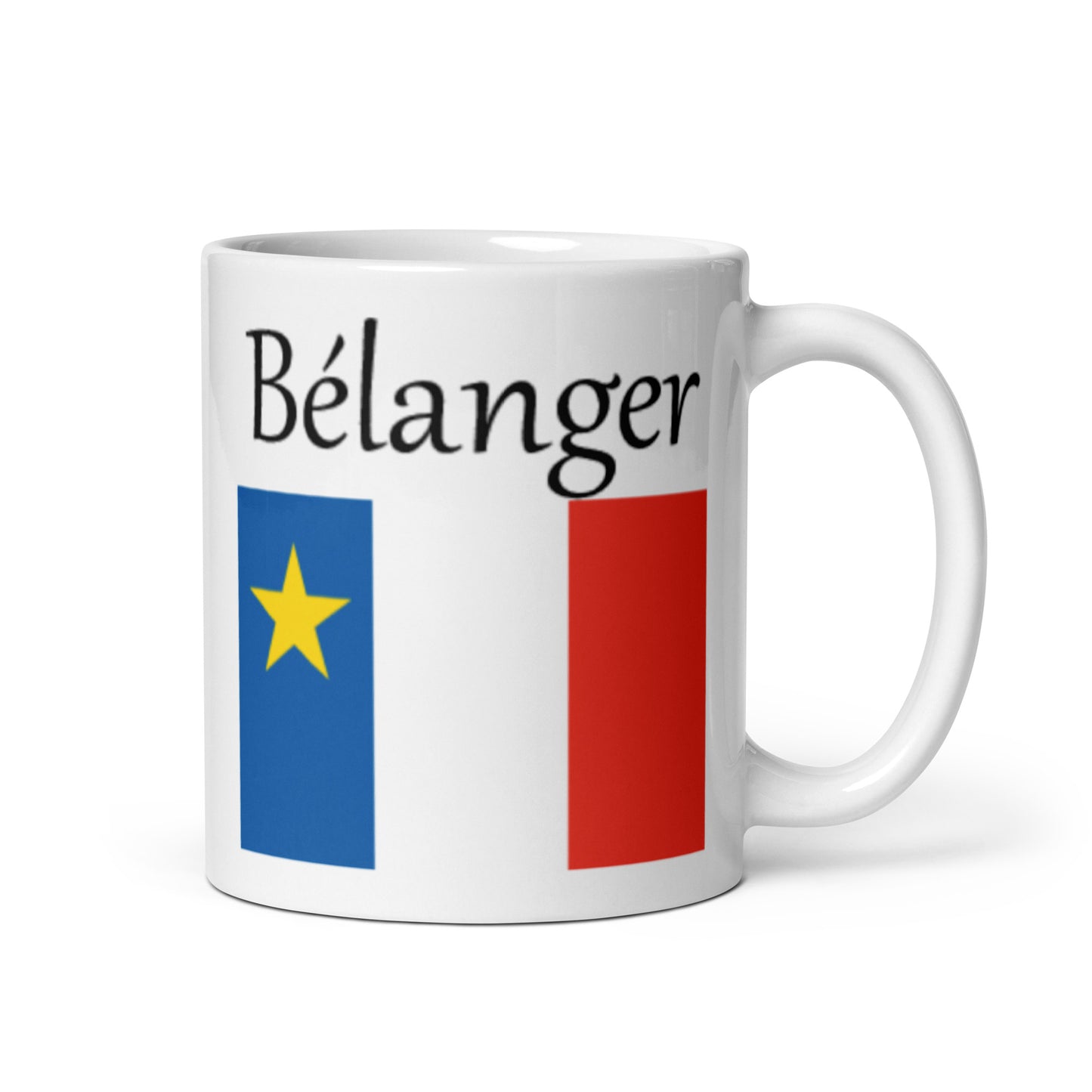 Regular 11oz Mug with Acadian Flag and Last Name