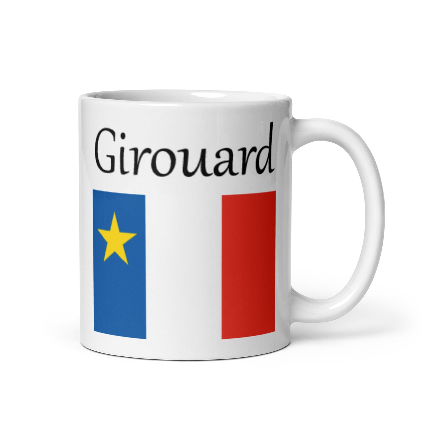 Regular 11oz Mug with Acadian Flag and Last Name