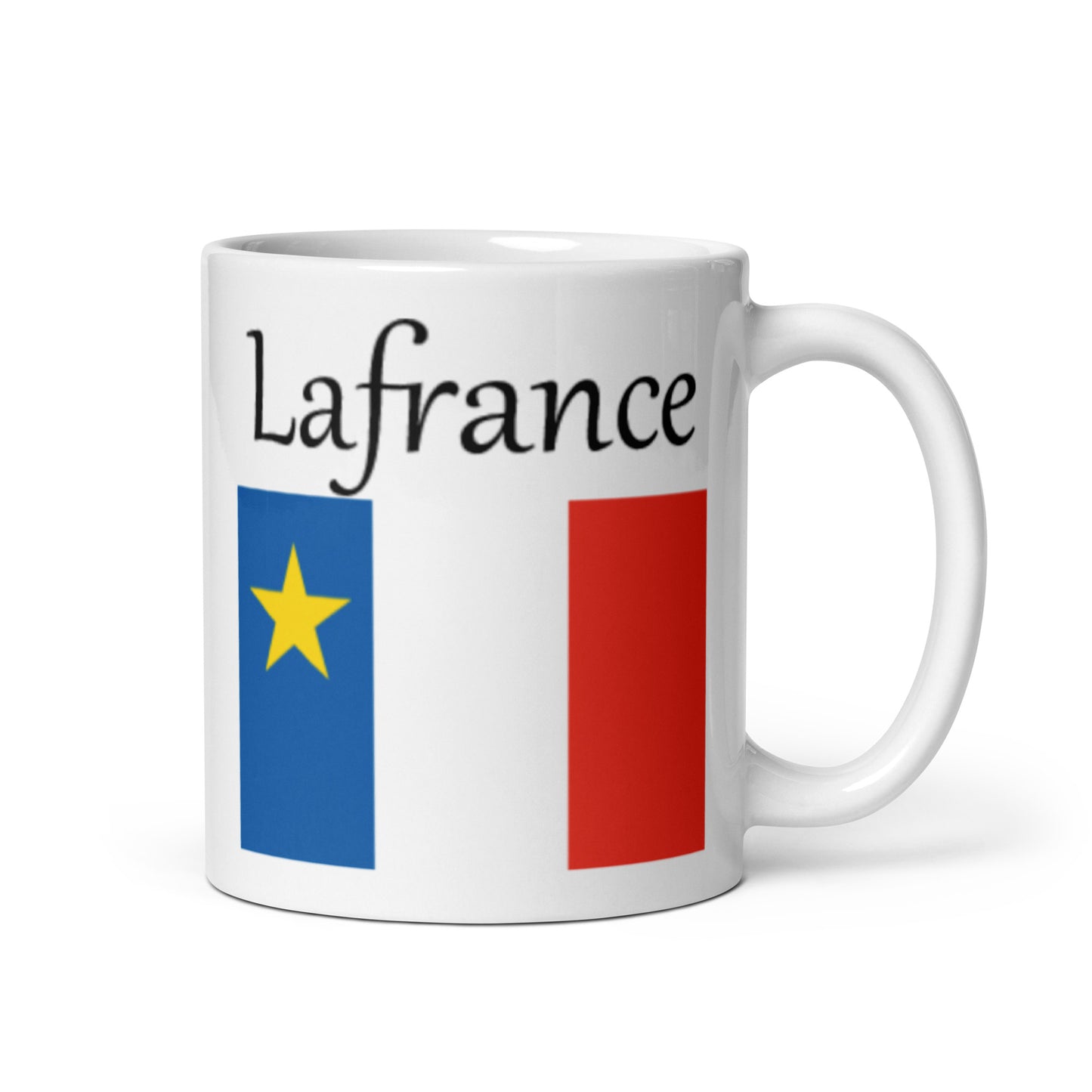 Regular 11oz Mug with Acadian Flag and Last Name