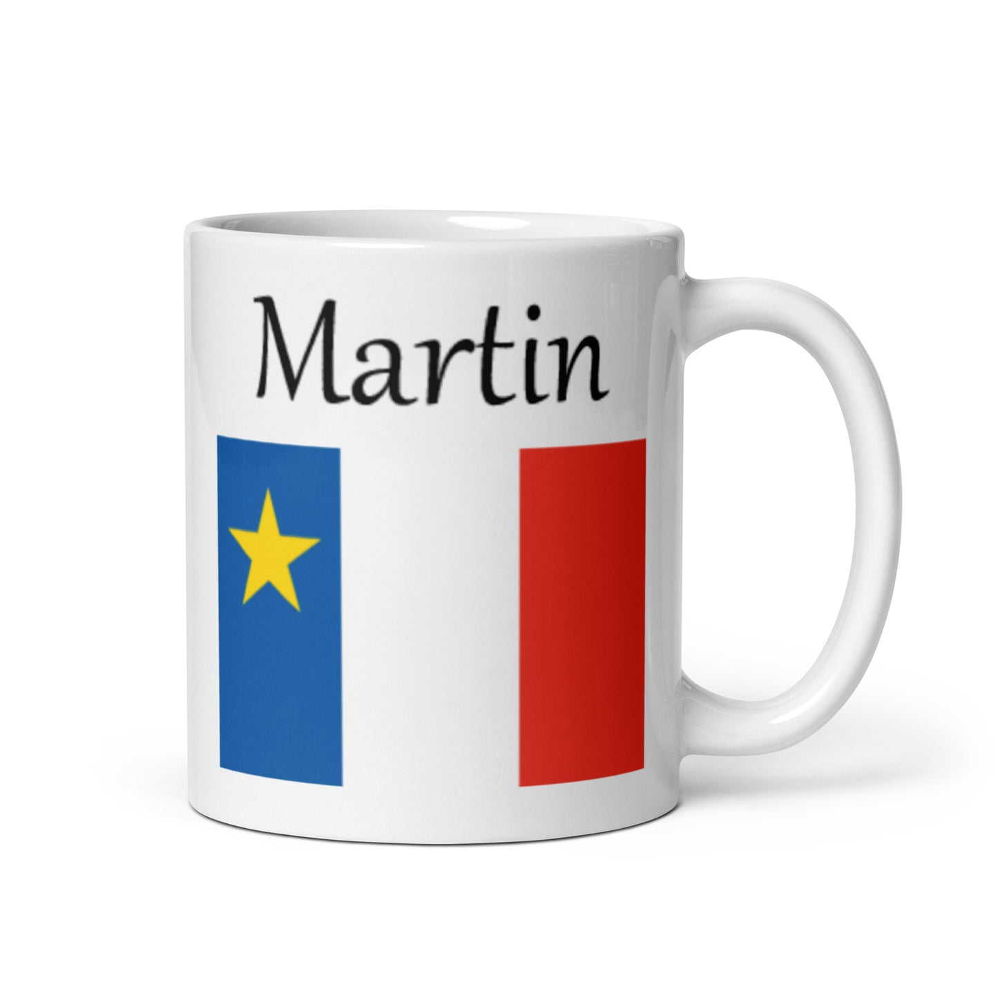 Regular 11oz Mug with Acadian Flag and Last Name