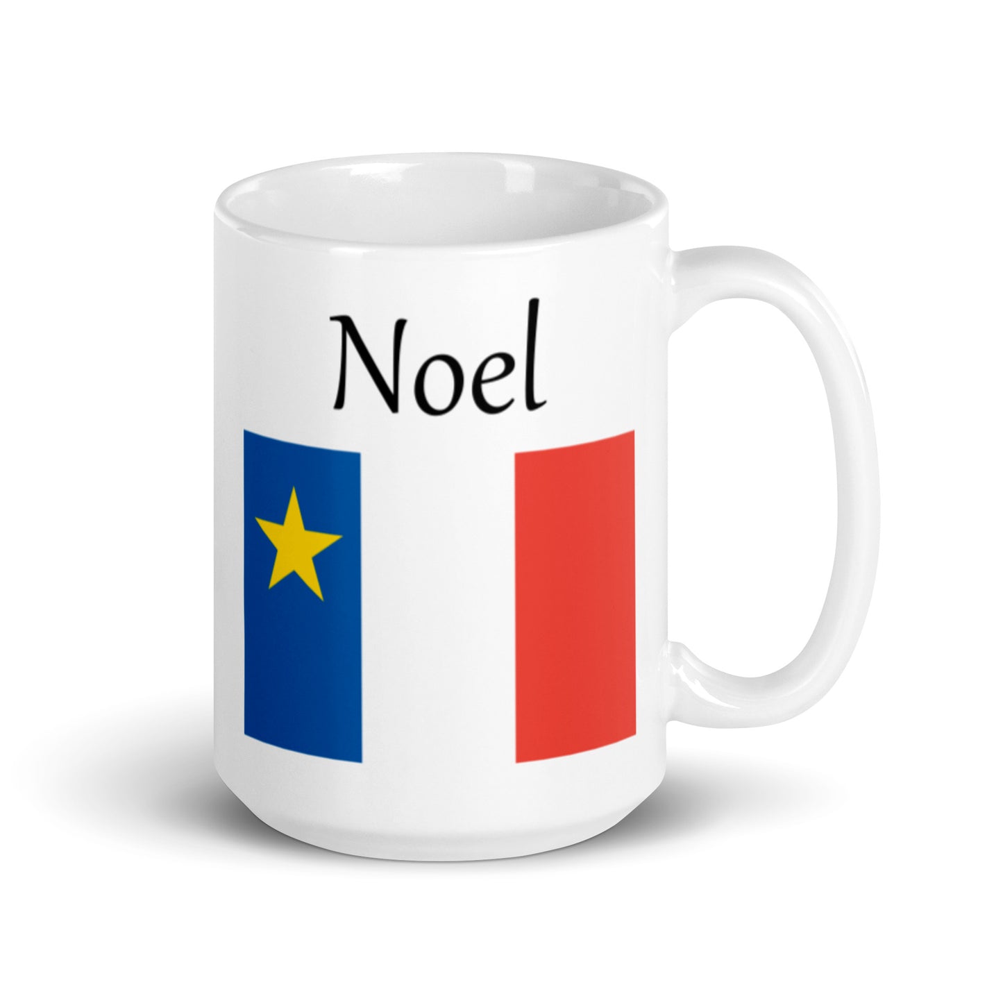 Large 15oz Mug with Acadian Flag and Last Name